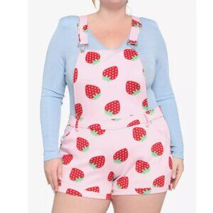 Hot Topic‎ 3X Strawberry Shortalls Plus Size Fruit Print Overalls